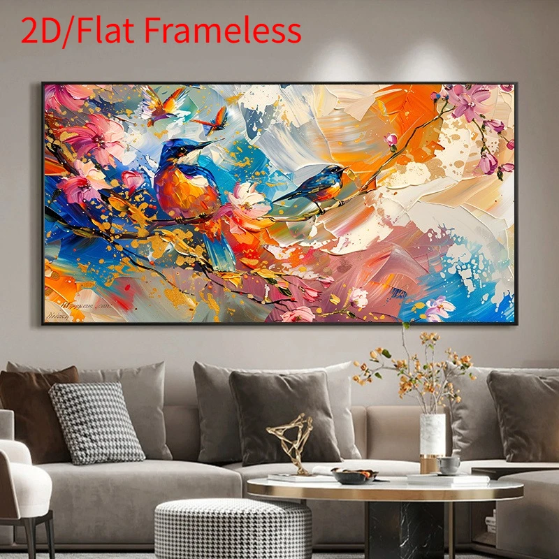 

2D/Flat Large Modern Abstract Branch Birds Canvas Wall Art - Unframed Neutral Tones Canvas Prints Suitable for Living Room Decor