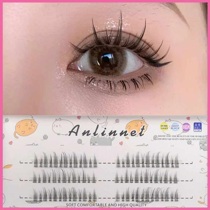 3 Pairs/Box Segmented Eyelash Extensions False Eyelashes comic style  Cosplay Individual lashes Natural tufted eyelashes