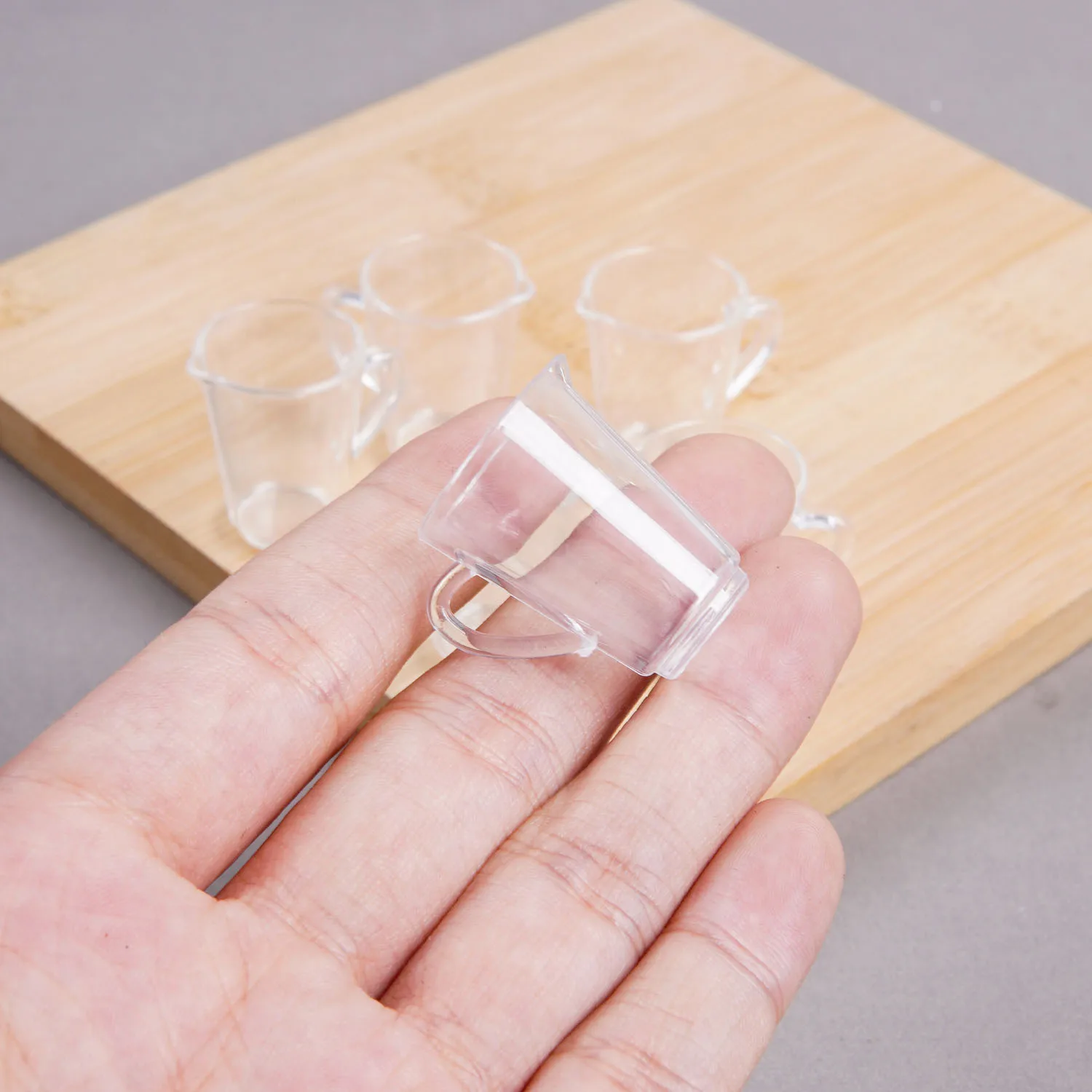 2pcs Mini Kettle Water Cup Transparent Empty Cup DIY Dollhouse Kitchen Scene Cream Glue Clay Accessories Table Decor Props
