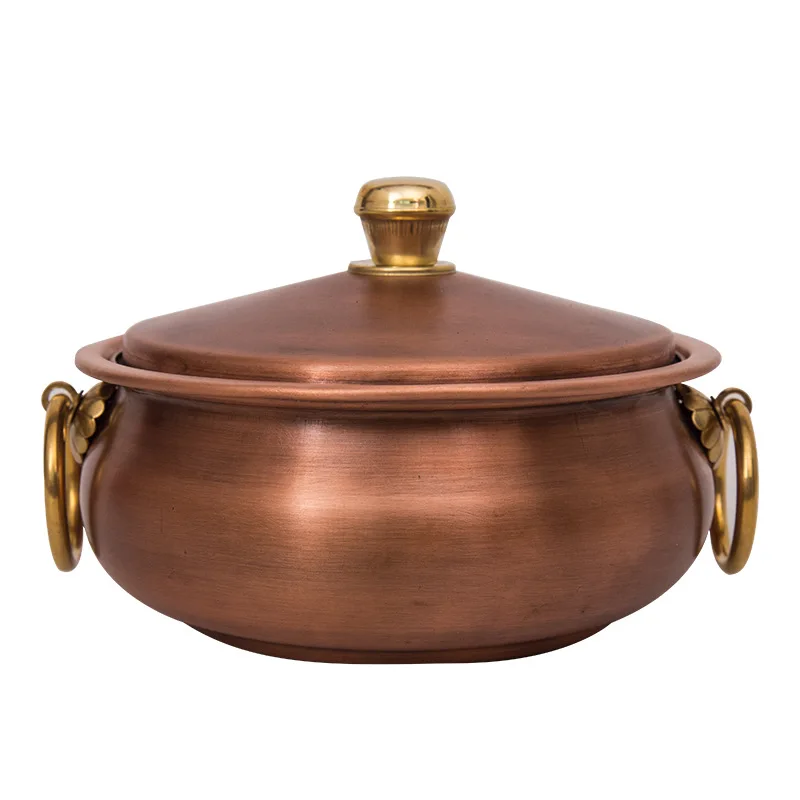 Side stove small hot pot pot one person eats one pot pure copper induction cooker copper