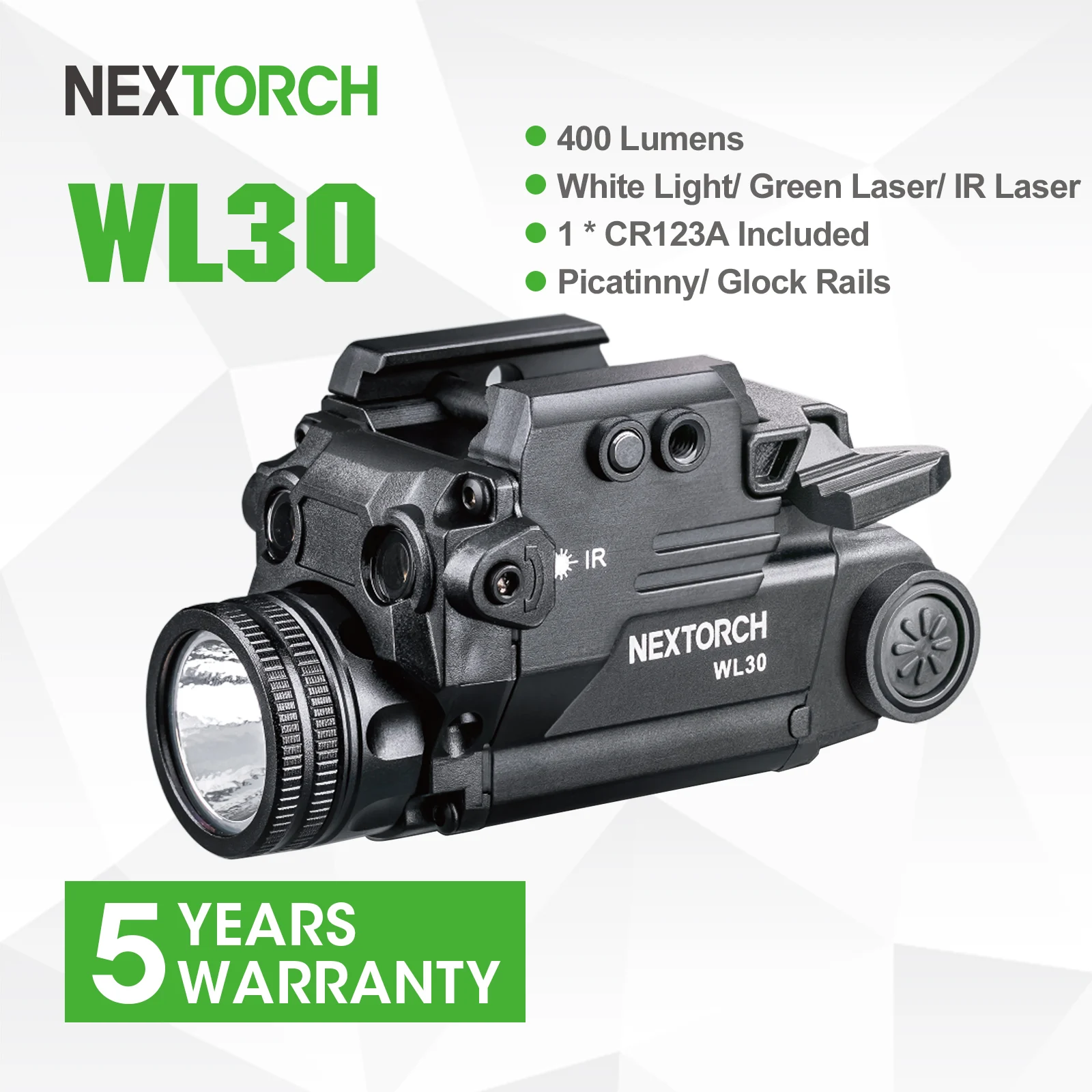 

NEXTORCH 3-in-1 Multi-light Handgun Light 400 Lumens Weapon Light WL30