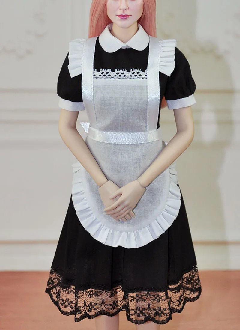 

1/6 Female Soldier Maid Dress Cosplay Costume Servant Lolita French Apron Maid Costume Fit 12Inch Action Figure Body