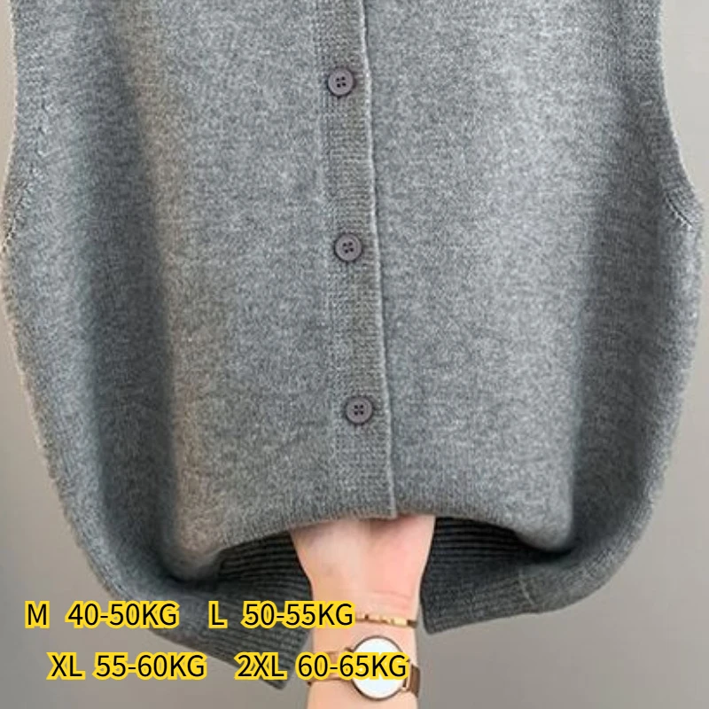 سترة محبوكة للنساء بلون سادة نصف الياقة المدورة تويست بلا أكمام سترة موضة مزدوجة الوجهين ارتداء صدرية فضفاضة تريكو #6