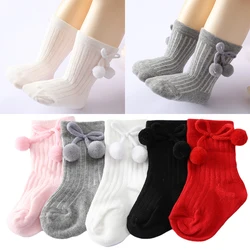 Baby Middle Tube Socks Kids Toddlers Girls Cute Bow Soft Cotton Baby Socks Bowknot Christmas Socks 6-18Months Baby Girl Socks