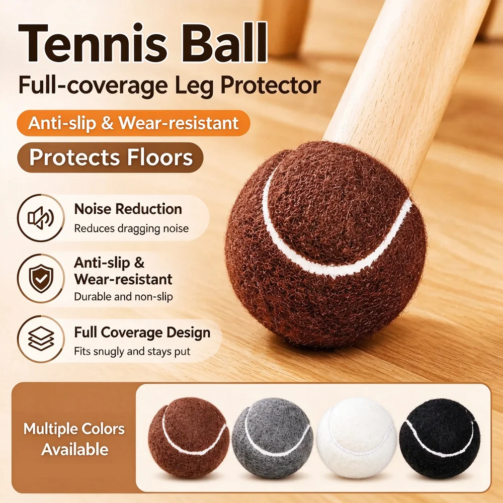 6.5cm Tennis Balls Chair Leg Floor Protectors Cover Furniture Cups Covers Hardwood Floors Non-slip Pads Anti-Noise Table Legs