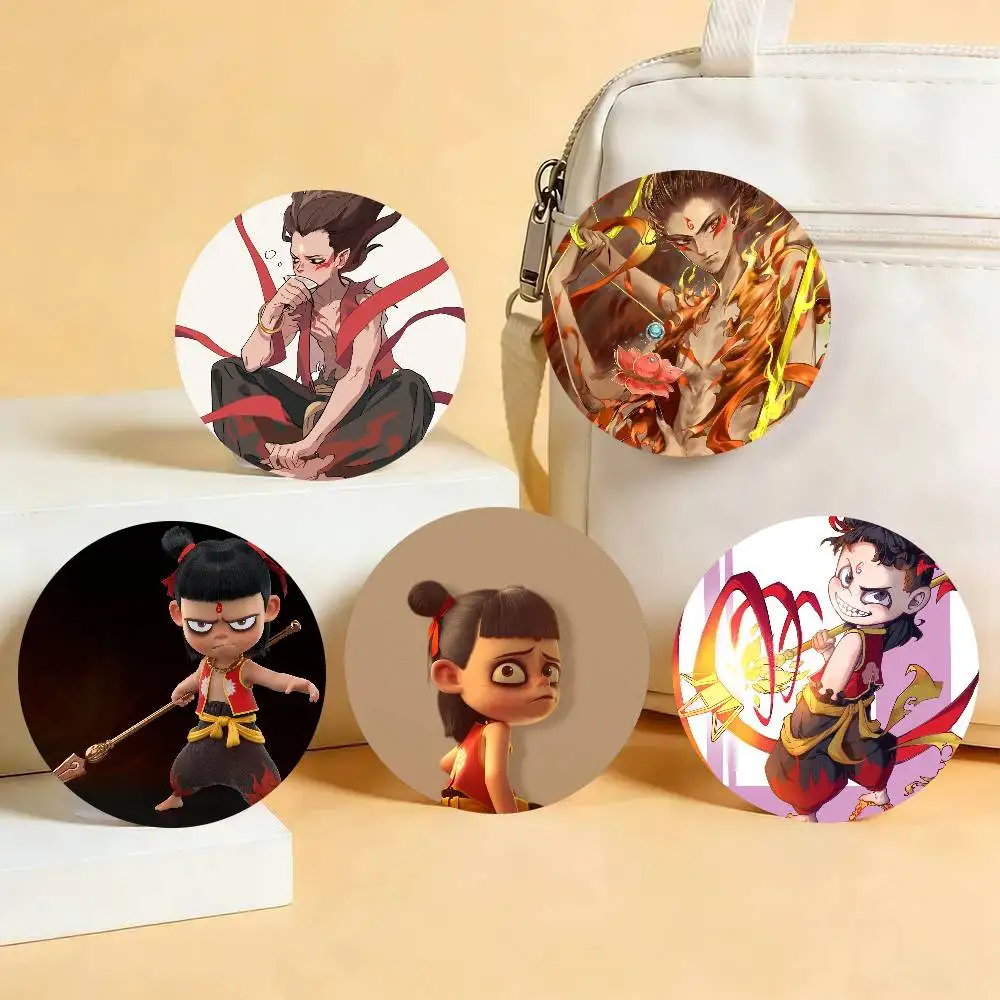 Animated Movie Nezha Badge Tinplate Meme Round Brooch For Hat Bag Creative Lapel Jewelry Accessories Gifts