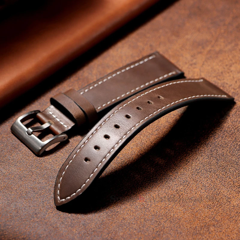 ของแท้หนังหนังวัวแท้ 20 มม.22 มม.สําหรับนาฬิกา Huawei GT 4 3 46 มม.สายหนังสําหรับ Galaxy Watch 7 6 5 4 อุปกรณ์เสริม