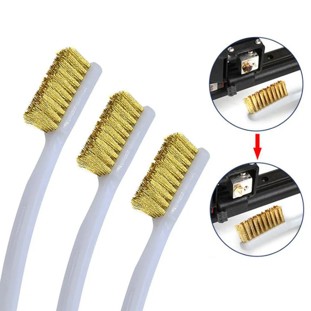 For Nozzle Block Hotend Copper Brush Handle Toothbrush Printer Accessorie Cleaner Tool Printer Parts Cleaning Parts