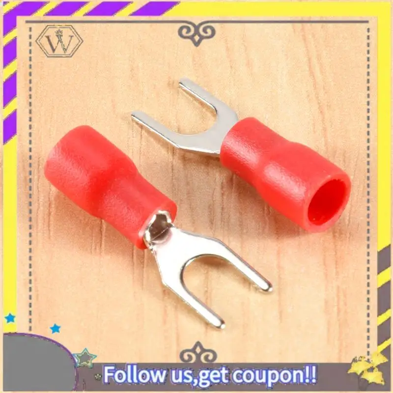 

New 100 Pcs 4Mm Fork AWG 22-16 Pre Insulated Terminal Cable Lug