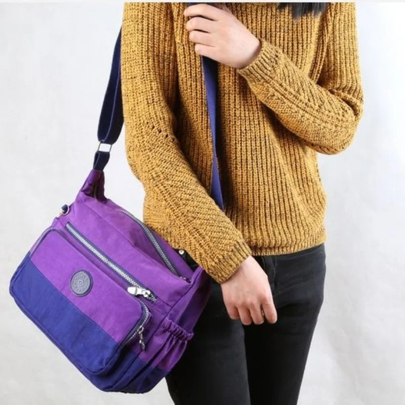 Large Capacity Leisure Travel Nylon Washable Cloth Bag Lightweight Waterproof One Shoulder Crossbody Women Bag Middle aged