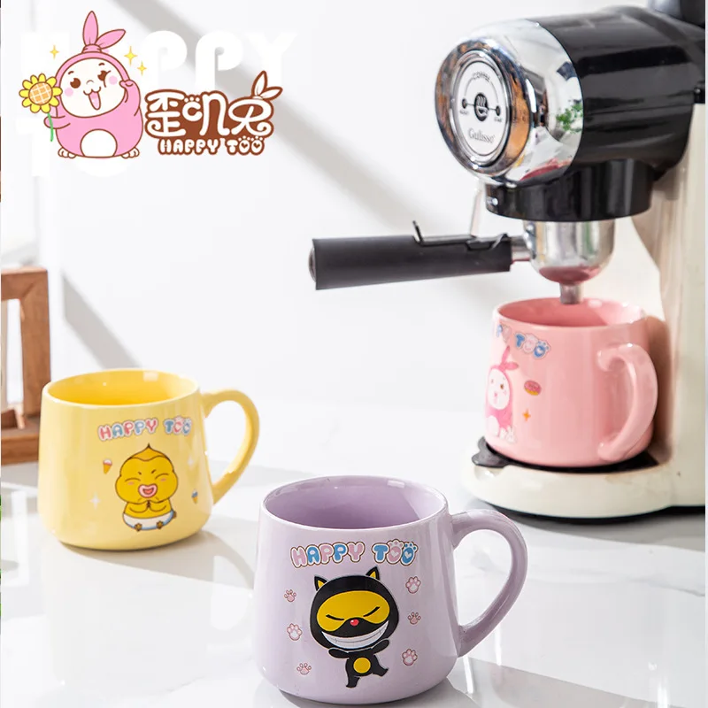Cartoon Cute Ceramic Crooked Rabbit Brand Large Capacity Water Drinking Milk Coffee Breakfast Cup Mug
