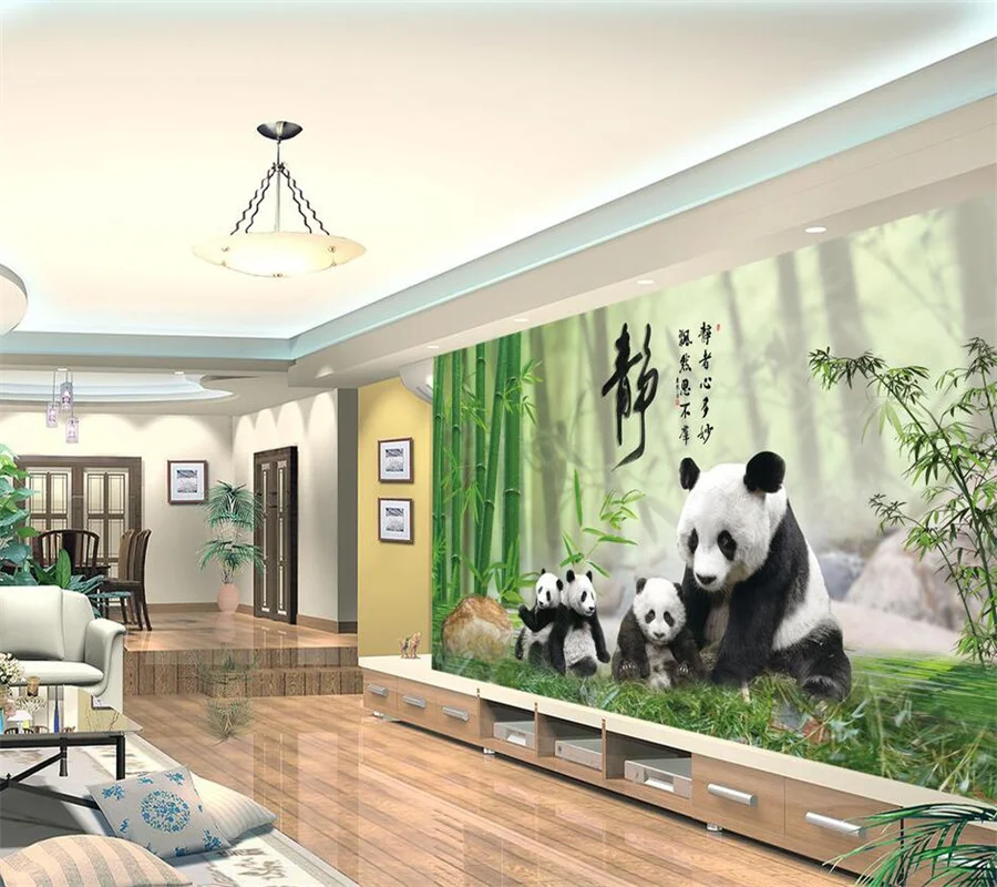 wellyu Custom 3D wallpaper cute cartoon hand-painted little panda children's room mural living room bedroom обои Papel de parede