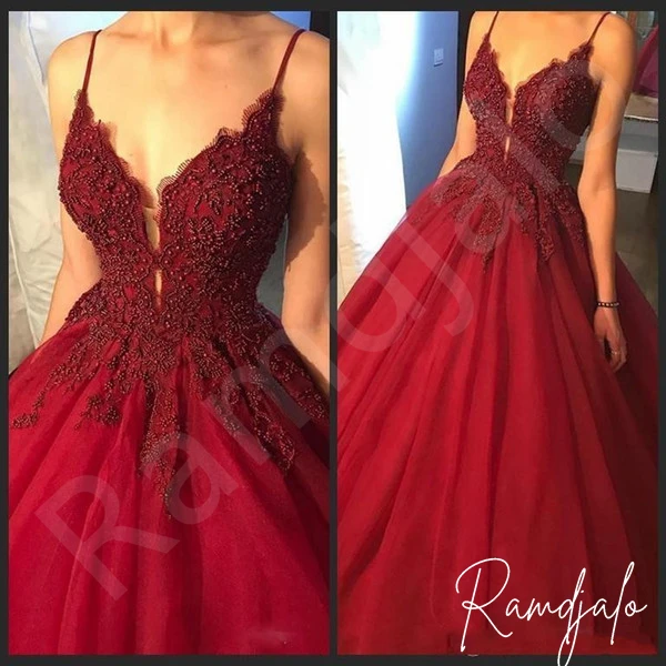 Vestidos de quinceañera, vestido de baile de tul rojo oscuro, vino, tirantes finos, apliques de cuentas, hinchado, agujero de cerradura, dulce vestido de noche de graduación 18