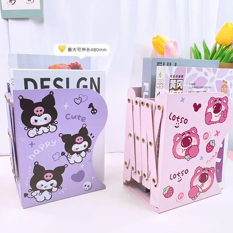 Kawaii sanrio Kuromi My melody stationery desktop retractable book stand storage book support bookend metal rack girl decoration