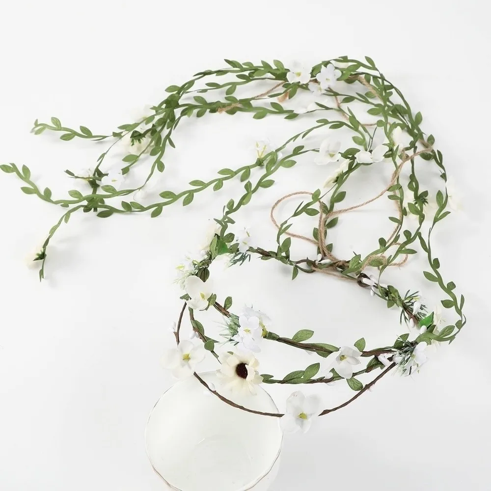

Богемная цветочная гирлянда-ободок для волос с имитацией белых цветов, свадебная корона-венок