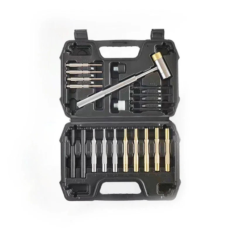 21Pcs Roll Pin Punch Set Dual-sided Brass Hammer Mechanical Maintenance Tools Portable Hand Tools Kit