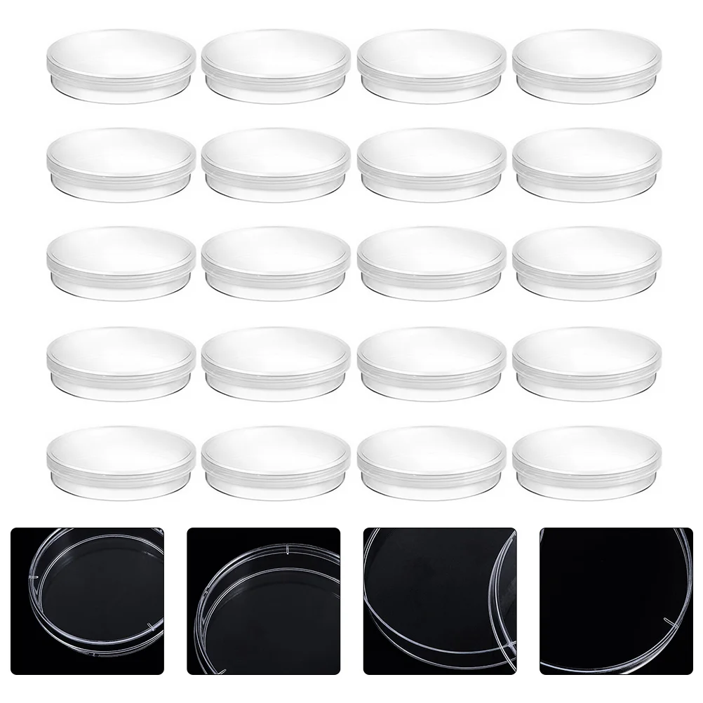 

20 Pcs Petri Dish Food Grade Culture for Yeast Vial Graduation Party Plastic Dishes Transparent with Lids