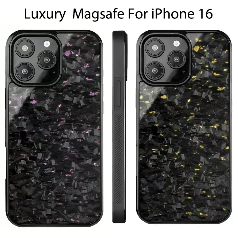 Luxury Gloss Real Forged Carbon Fiber Phone Case for iPhone 16 15 14 13 12 Pro Max Plus Dropshipping Cool Magsafe Wireless Cover