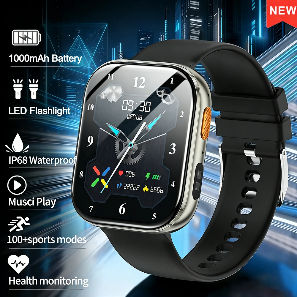

New Smart Watch Men Fitness Tracker 1000mAh Bluetooth Call Heart Rate Sleep Monitor Sport Waterproof Smartwatch for Android iOS