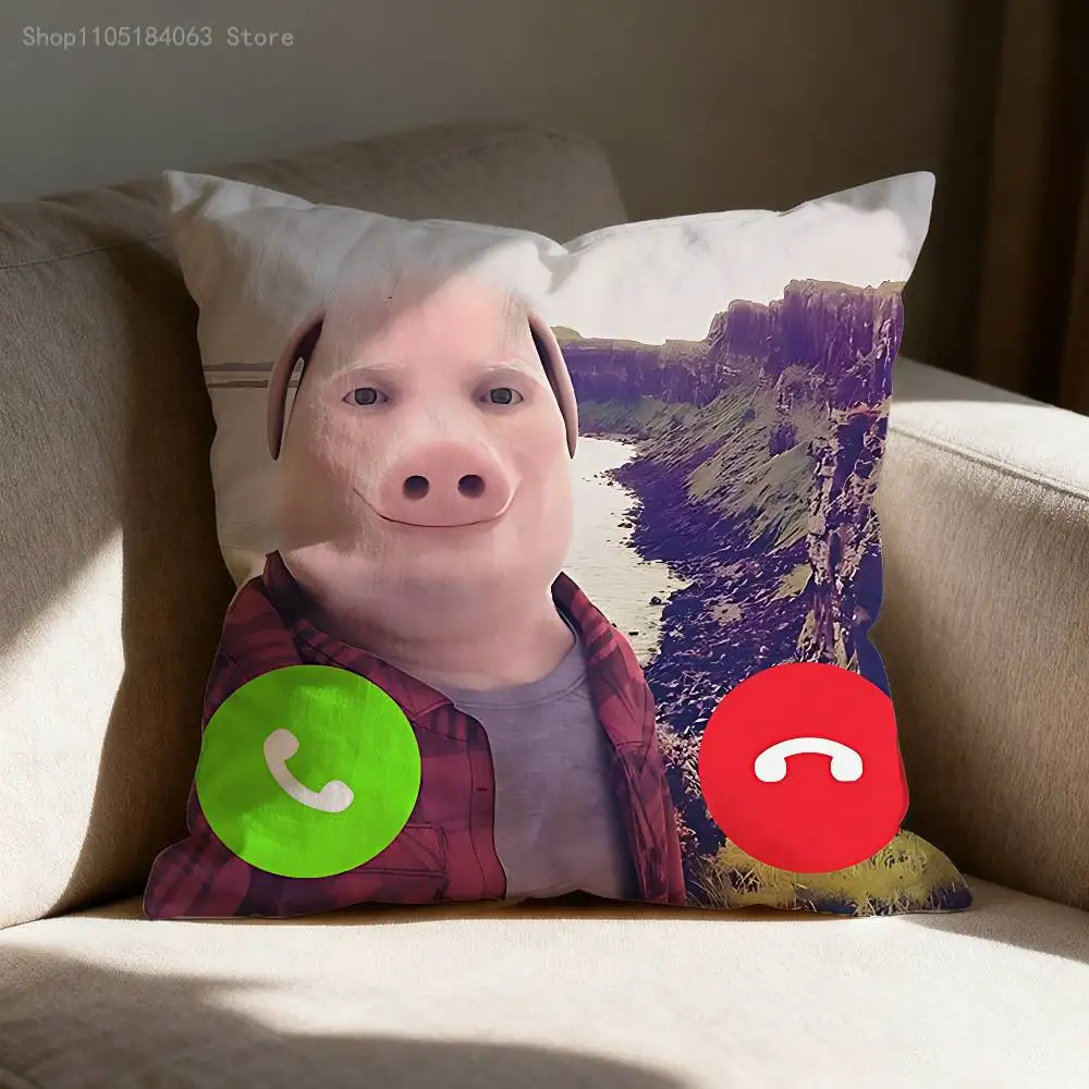 John Pork Is Calling Pillow Case For Sofa Decor Car Office Room Printing Cushion Cover Decorations and Protector