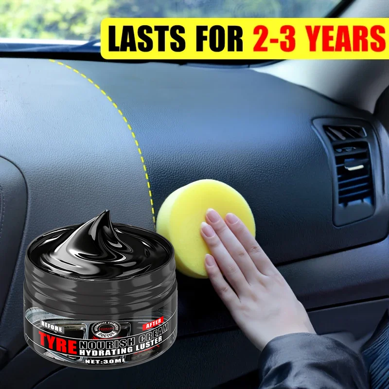Multi-Purpose Car Plastic & Tyre Restorer, Hydrating Luster Blackening Cream, Scratch White Remover For Rubber Trim, Door Panel
