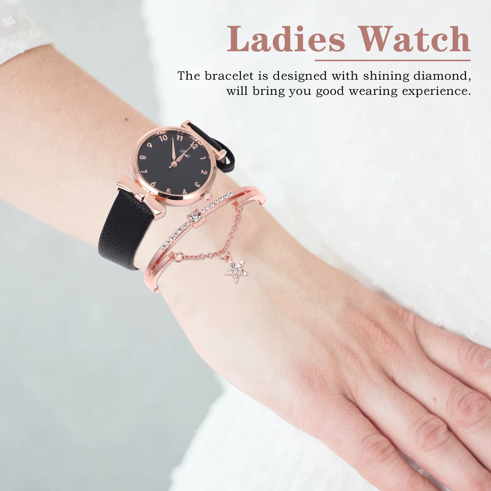 

1 set 1 Quartz Watch Bracelet Set For Women Lady Bangle Shiny Diamond Decor Party Outdoor Indoor Gift Women Watch Bangle Set