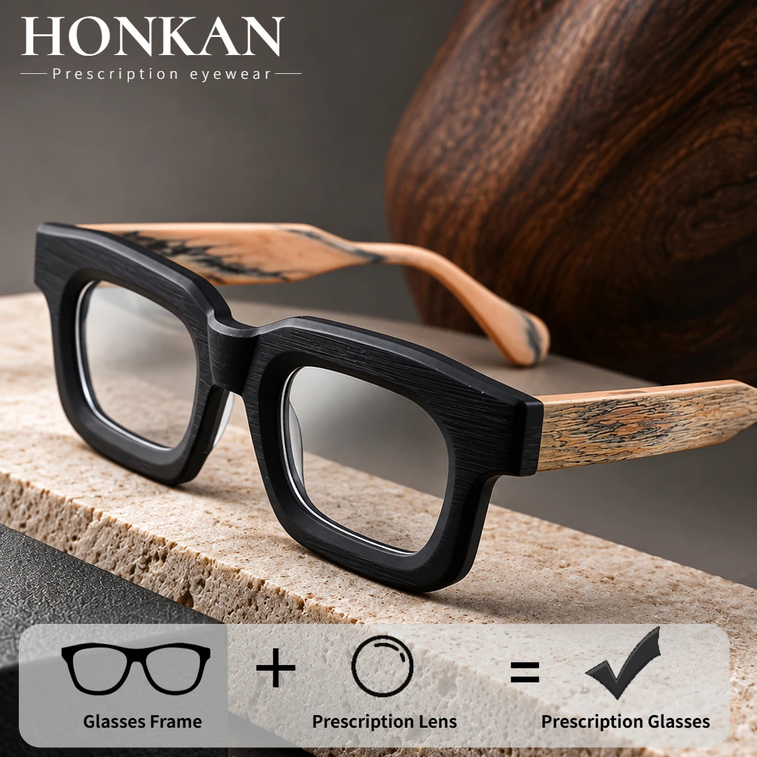 HONKAN Acetate Glasses Frame Unisex Avant-Garde Thick Square Optical Spectacles Reading Glasses Handcrafted Prescription Eyewear