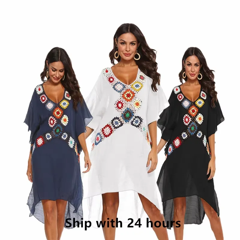 Mujer Beach Dress Bikini Cover Up White Beachwear Long Dresses Summer Sundress Cover Ups saida de praia feminina 2025 vestidos