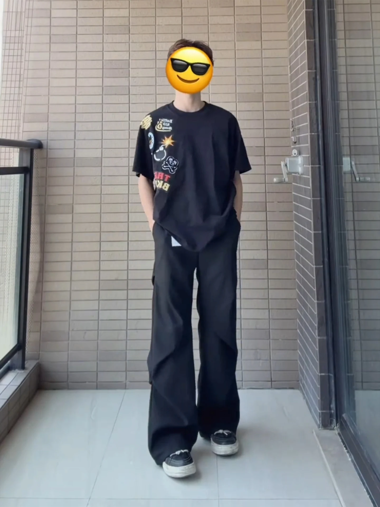 

Black Casual Pleated Men's West Pants Spring Summer High Waist Flared Cleanfit Style Youthful Trendy Casual Trousers