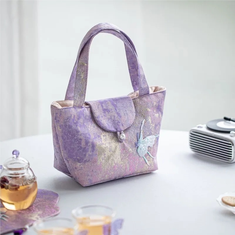 New Chinese Style Tea Tool Handbag Tea Set Storage Bag High Aesthetic Value Thick Handbag Portable Outdoor Travel Handbag ZJ357