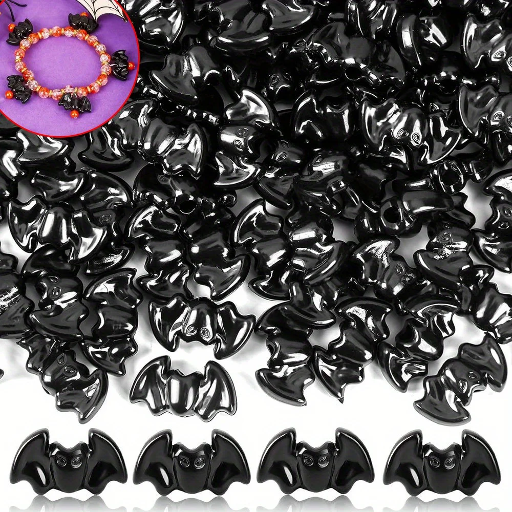 26/89/178pcs Black Bat Decorative Beads, DIY Bracelets and Necklaces, for Halloween Party Birthday Gift Decorative Accessories