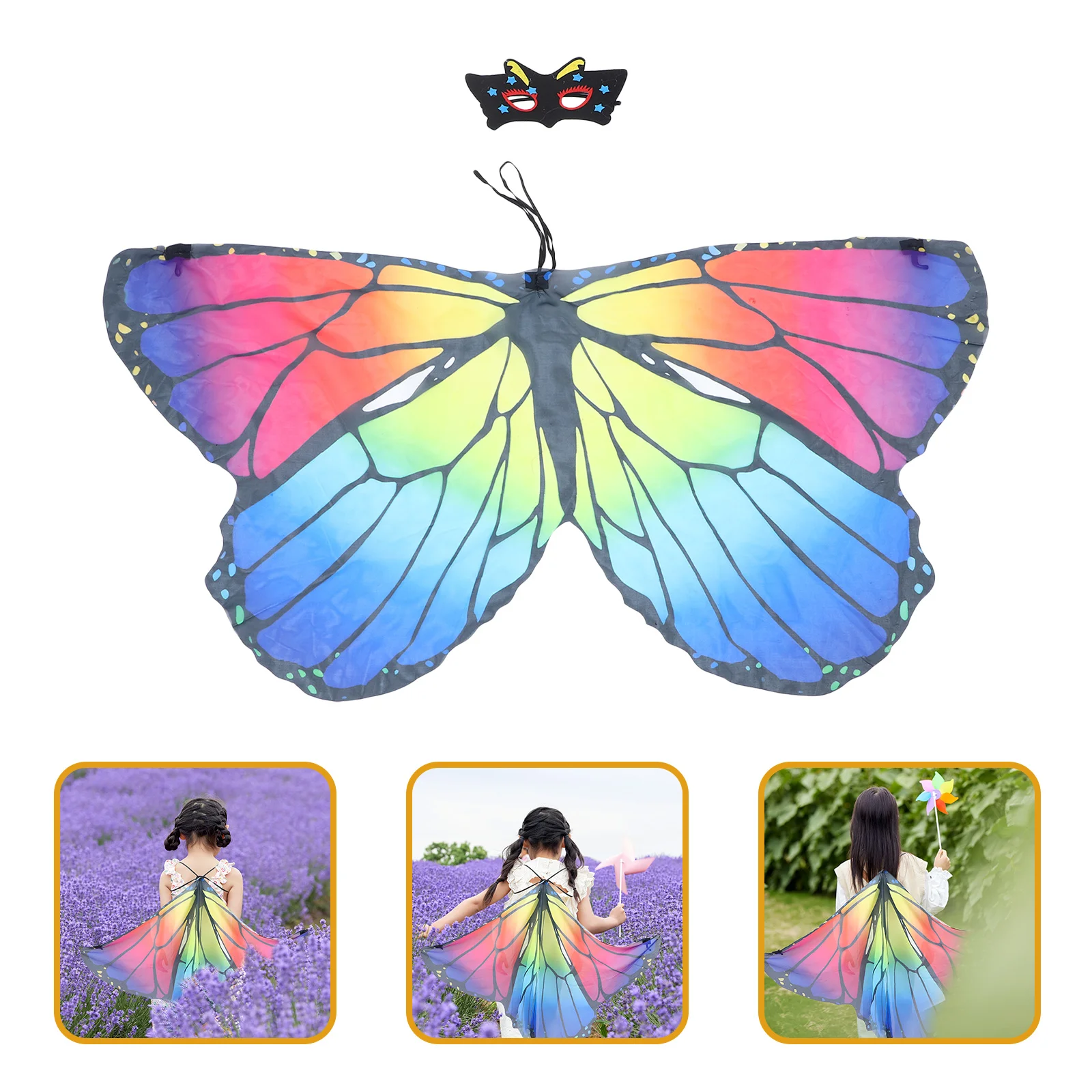 1Set Children Butterflies Wing Cape Costume Shawl Cosplay Supplies Halloween Party Fairy Dress Up Wings for Kids Festival