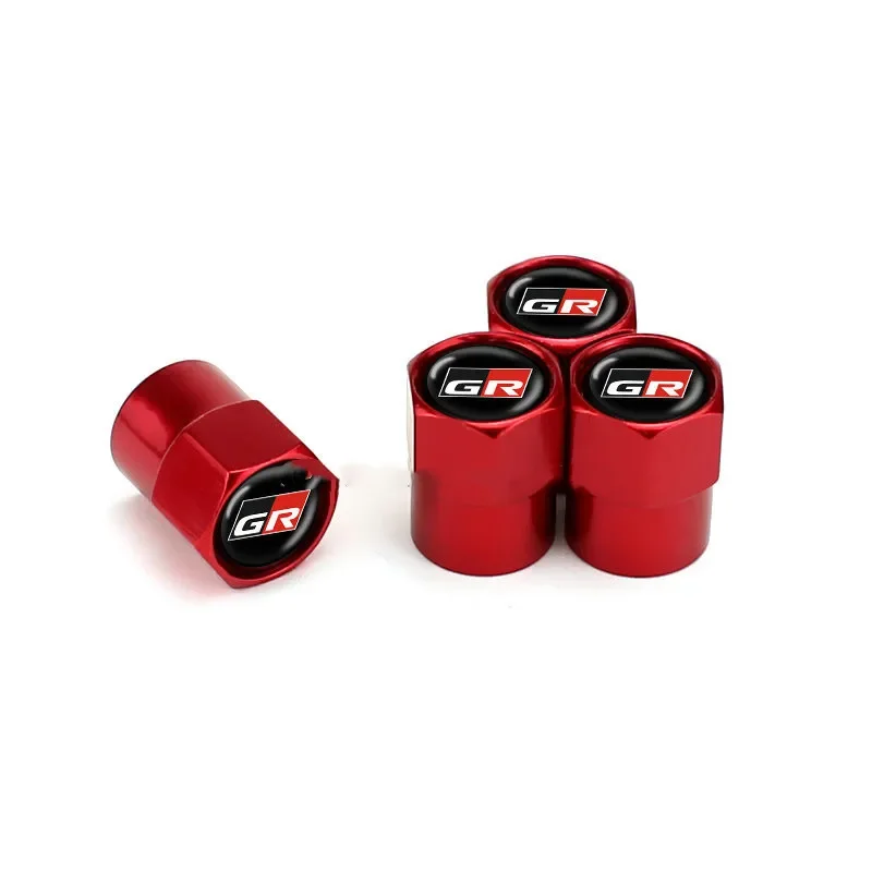 4Pcs Car Wheel Tire Valve Caps Air Stem For Toyota GR Sport Gazoo Racing Yaris 86 Corolla Hilux Supra C-HR Tyre Plug Accessories