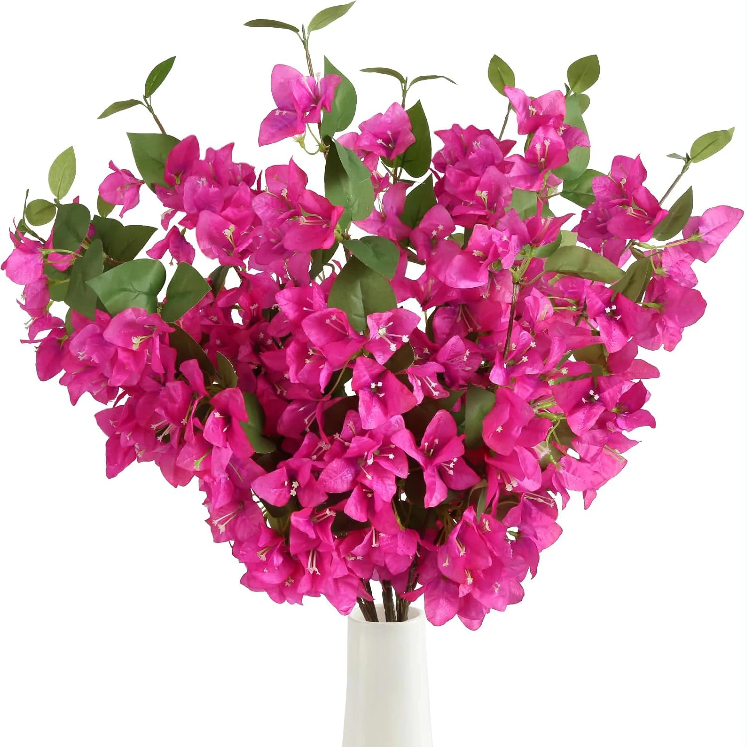 YeeNanee - 10 Ramas de Flores Artificiales de Buganvilla Rosa Intenso, Tallo Largo, para Decoración de Bodas, Centros de Mesa, Hogar y Jardín
