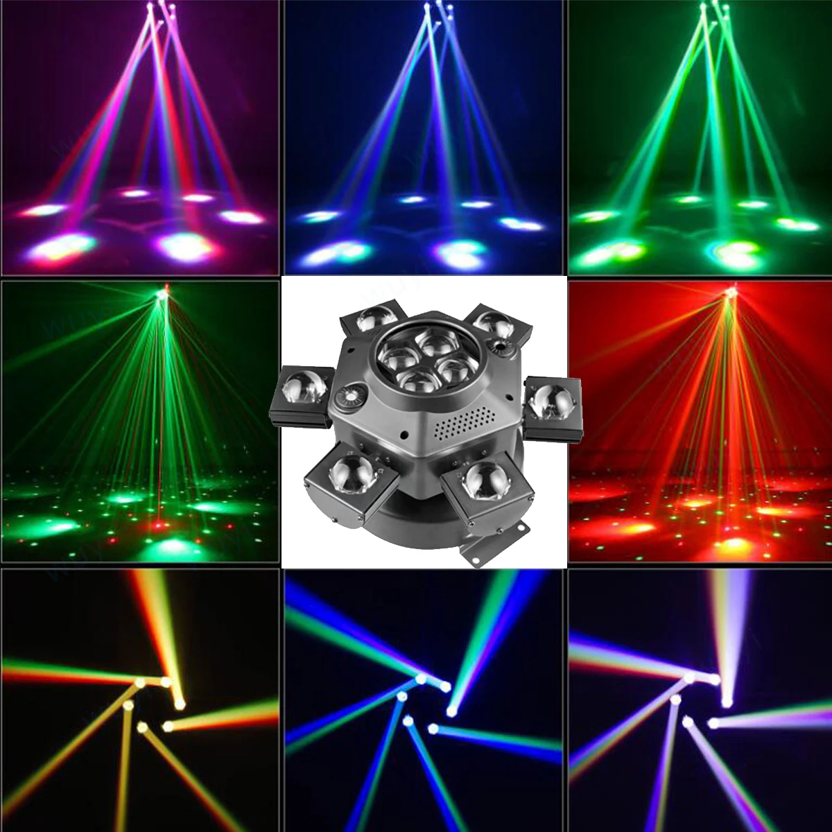 

Six-armed Moving Head Laser Rotating Beam Spider Bee Colorful Effect LED Light KTV Disco Private Room Bar Home Party Decoration