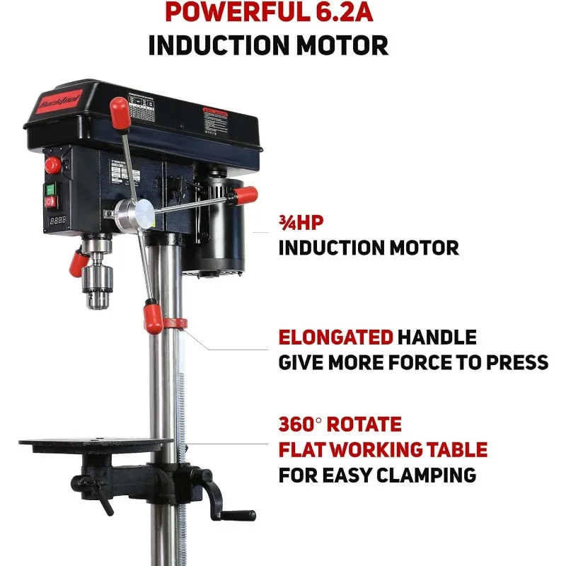 Imagem -06 - Bucktool Professional Bench Drill Press Bancada Poderosa 12 Polegada 6.2a 4hp