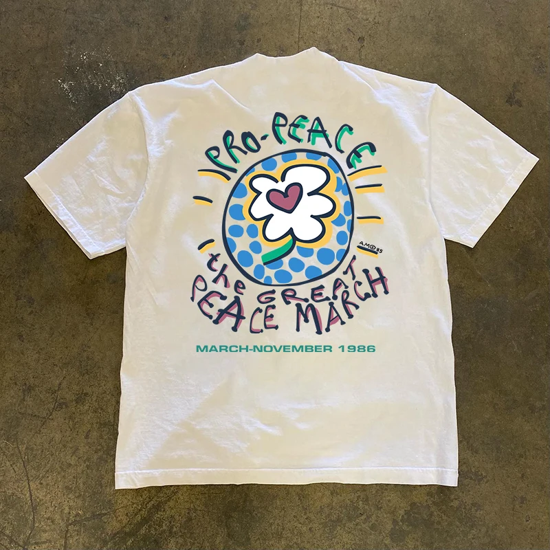 Couple T-shirts Graffiti Flower Art Students Men's Half Sleeve Loose Fit Summer Fashion round Neck Short Sleeve Youth 