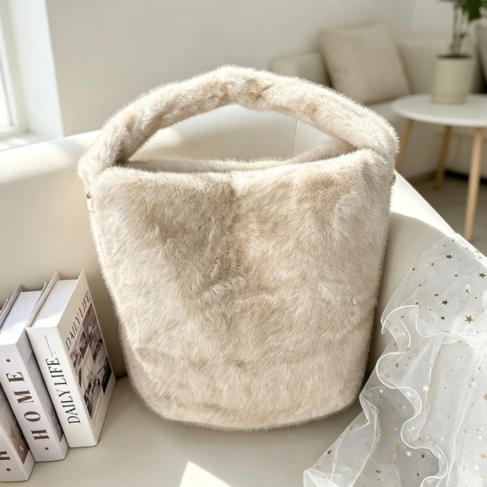 Casual Faux Fur Shoulder Bag Large-capacity Fluffy Tote Bag Soft Crossbody Bag