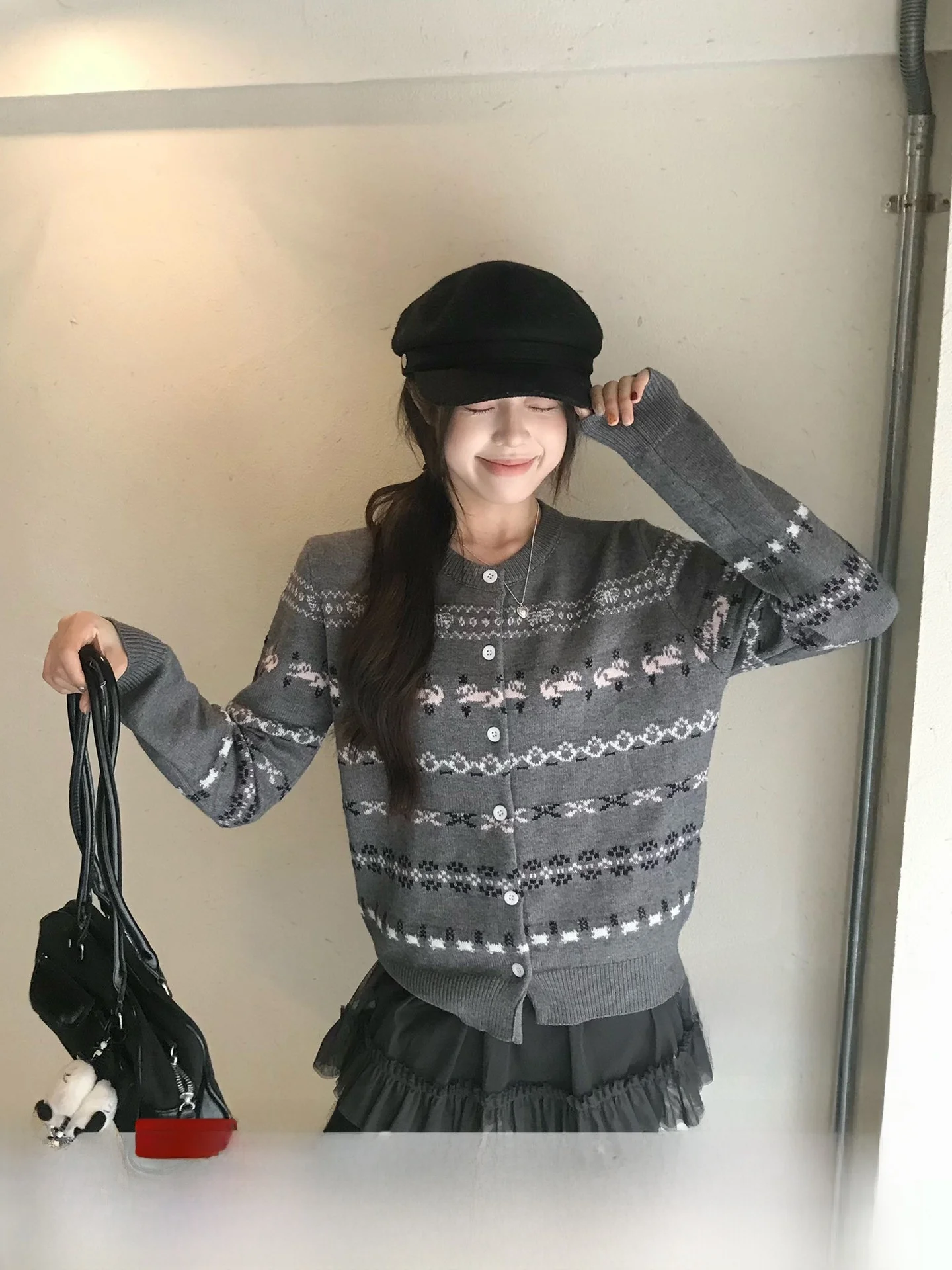 

Винтажный вязаный кардиган Fair Isle для женщин: красивый, модный, в расслабленном стиле, идеален для весеннего сезона