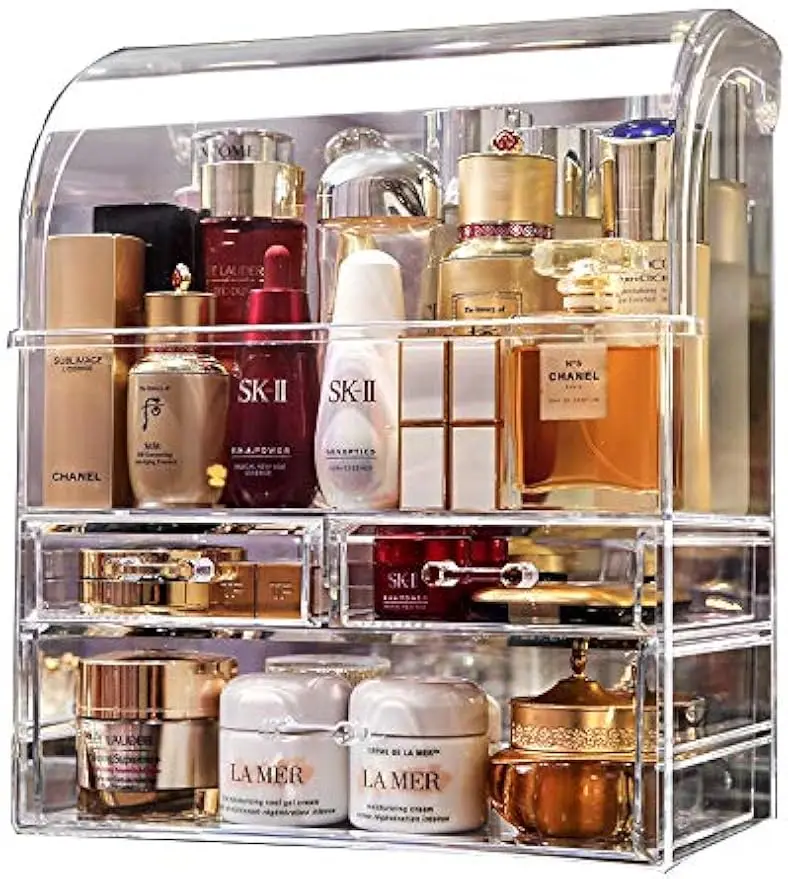 

Large Clear Acrylic Makeup Organizer with Drawers for Professional Cosmetic Storage and Display