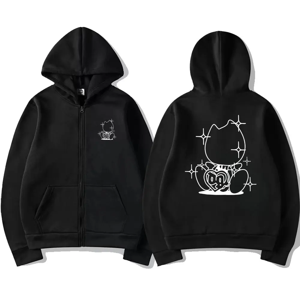 Swedish Rapper Bladee Drain Gang Cat Zipper Hoodie Men Casual Sweatshirt Men's Oversized Streetwear Unisex Fashion Zip Up Jacket