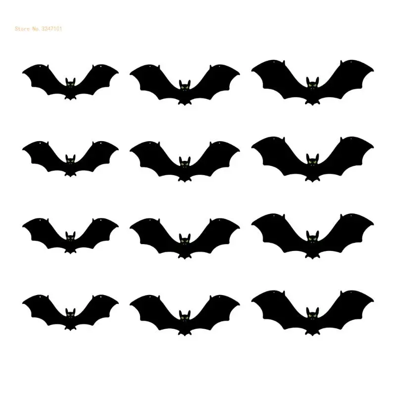 

Pack of 12 Assorted Sizes Halloween Bats with Glowing Eye Outdoor Decoration Dropship