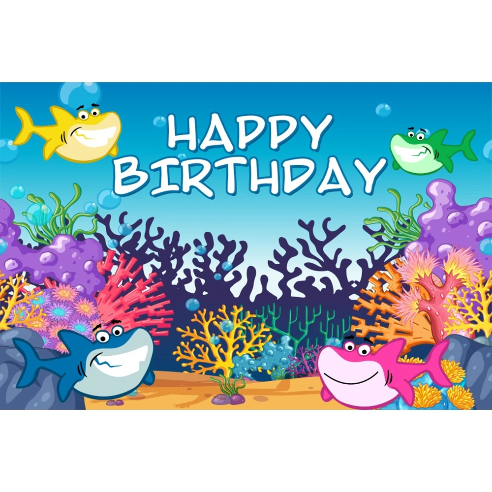 Baby Birthday Party Seabed Shark Fish Backdrops Newborn Photography Underwater World Background Decor Photo Studio Custom Props