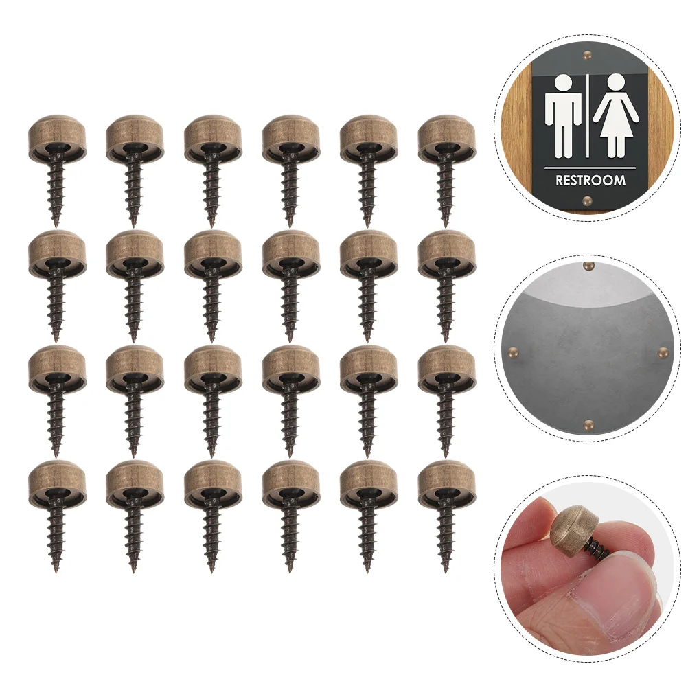 

24 Pcs Self-tapping Screw Cap Plug Cover Torque Wrench Decorative Caps Mirror Screws Copper Covers