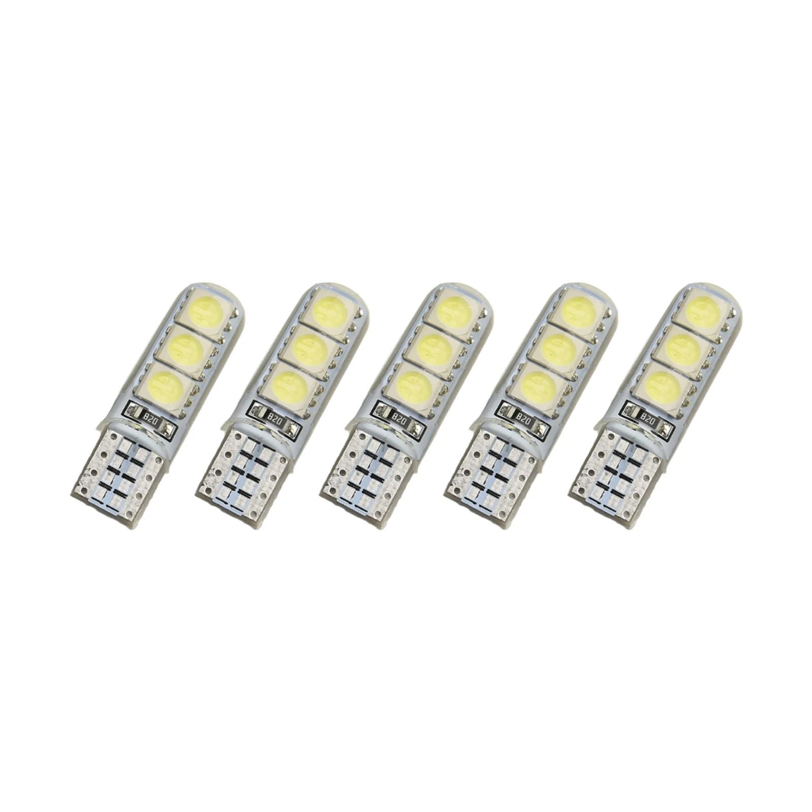 10 Uds para T10-5050-6SMD carcasa de silicona Canbus 12V bombilla de luz de cuña lateral de coche lámpara de licencia maletero luces laterales de cuña de placa de matrícula