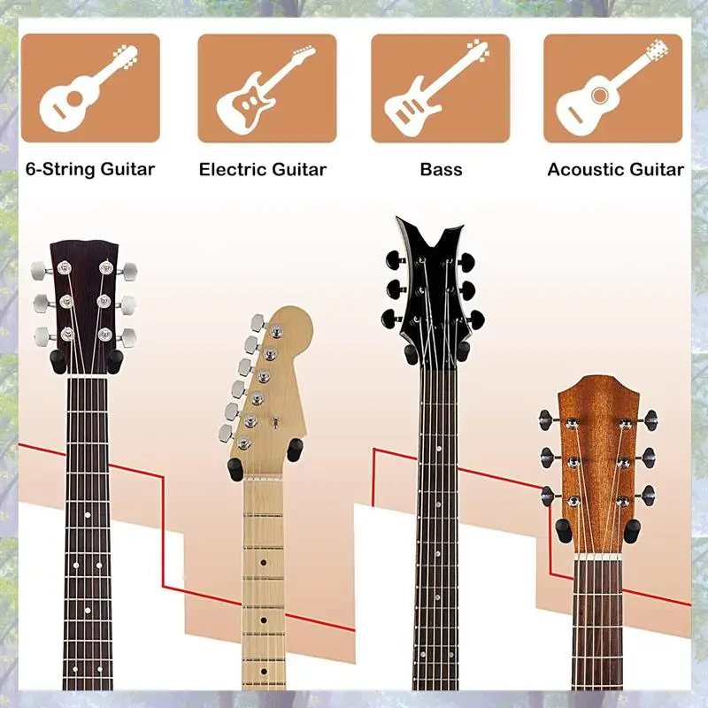 New Arrival 4PCS Guitar Hook Walnut U-Shaped Guitar Hanger Wall Mount Stand For Acoustic, Electric Guitar, Bass