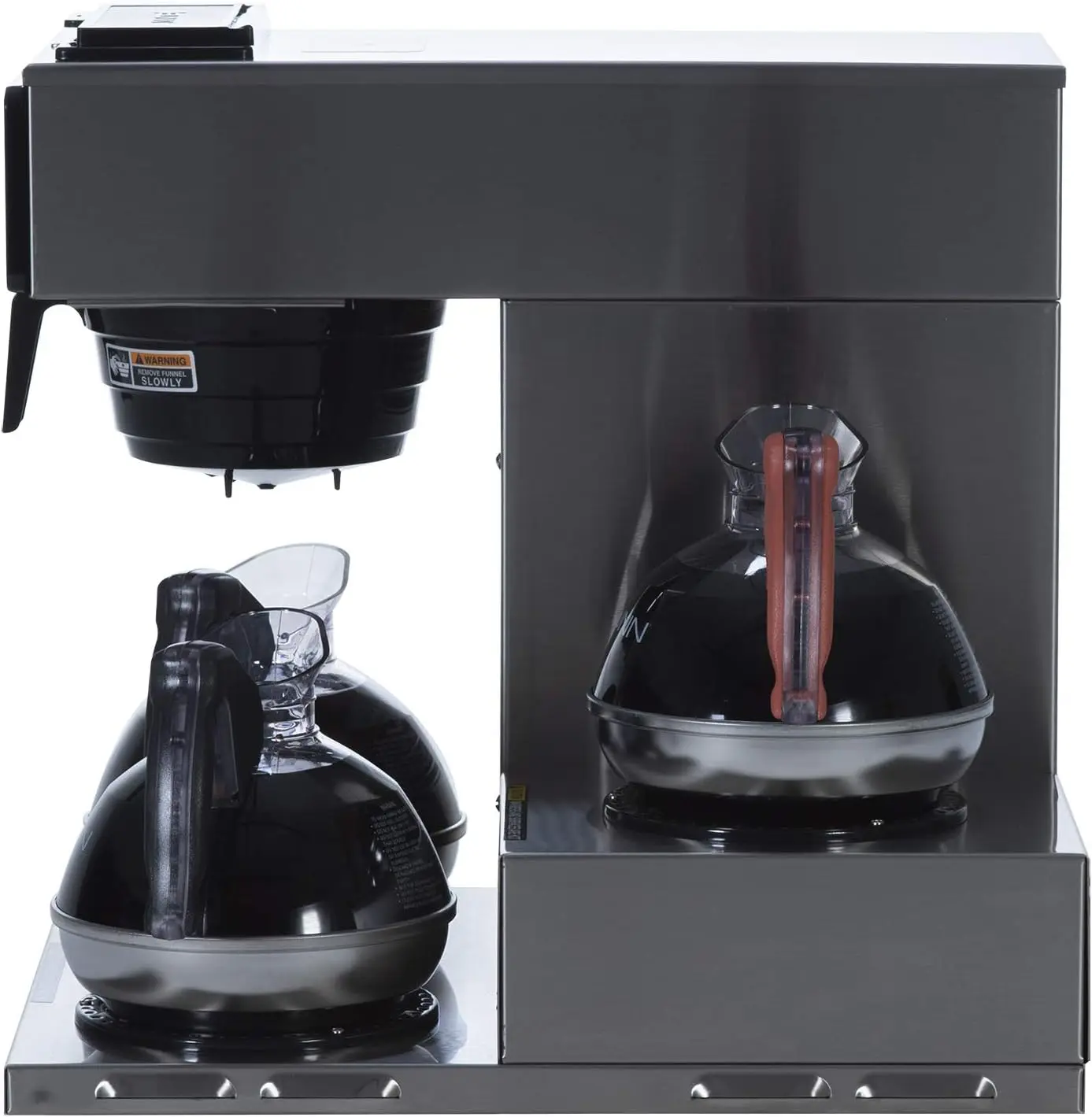 VP17-3, 12-Cup Low Profile Pourover Commercial Coffee Maker, 3 Lower Warmers, 13300.0003,Silver