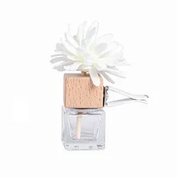 1pc Car Fragrance Bottle Pendant Flower Shape Air Outlet Freshener Diffuser Bottle Ornaments Empty Incense Bottle Glass