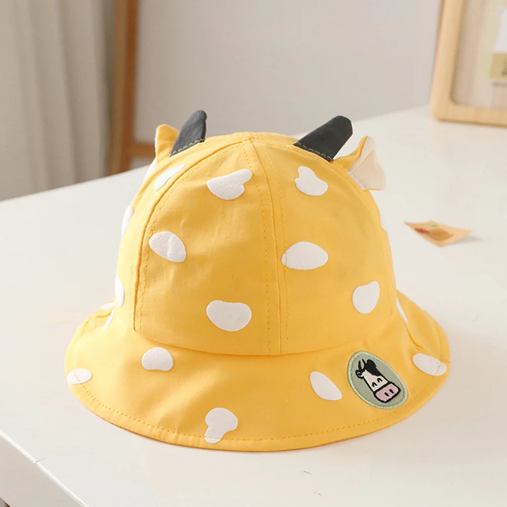 Kids Bucket Hats Korean Cow Shape Baby Cap Thin Trendy Boy Fashion Girl Cute Caps Fisherman Hat For Children 1-5 Years