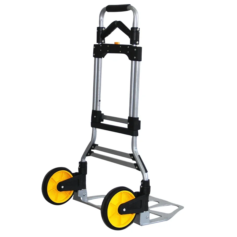 Portable 120 Kg Capacity 2-wheel Mobile Portable Aluminium Folding Trolley Trolley with Retractable Handle for Travel